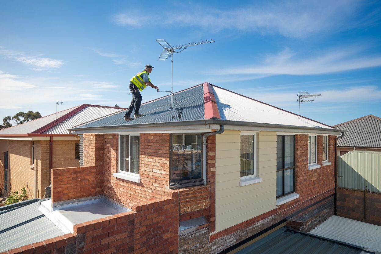 Professional TV antenna installation on Perth home